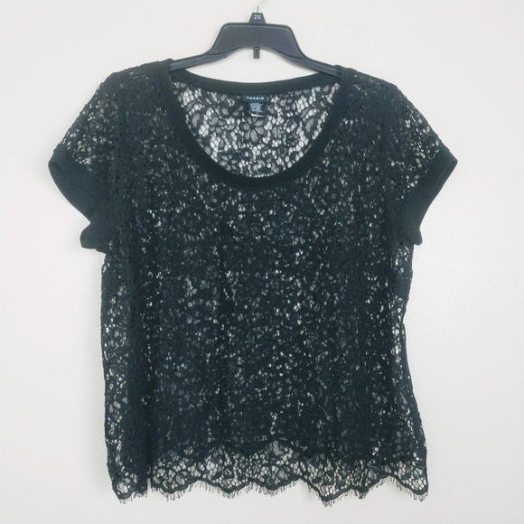 torrid Tops - NWT Torrid Cap Sleeve Lace Blouse Black 2 #280
